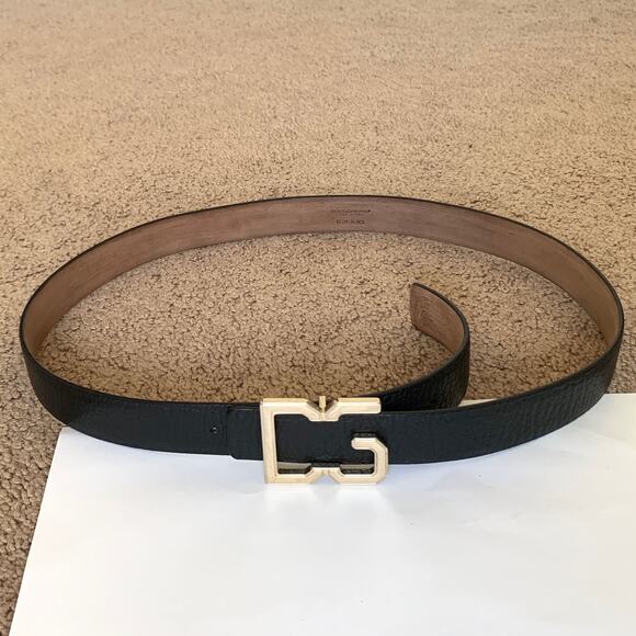 DG1018 Dolce & Gabbana unisex black leather belt size 85 cm 34 inches - Picture 1 of 4